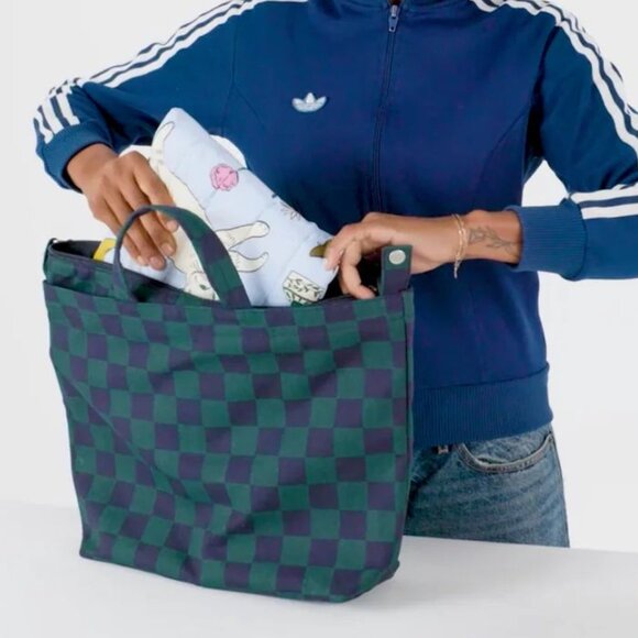 NWT Baggu Horizontal Zip Duck Bag - Navy Green Check - Picture 9 of 9